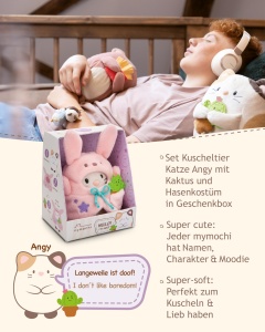 Set jucarie plus NICI MYMOCHI Angy 61141 - Pisica norocoasa cu costum roz si cactus 8 cm - Img 3