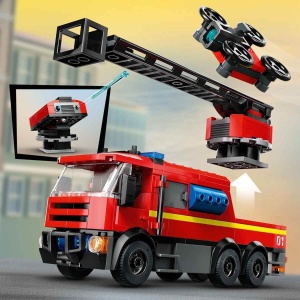 Set LEGO City Statia de Pompieri cu Vehicul cu Scala si Drone, 843 Piese - Img 2
