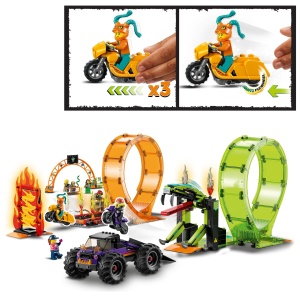 Set LEGO City Stuntz 60339 - Show Doppellooping cu 2 motociclete, Monstertruck si 7 minifigurine - Img 8