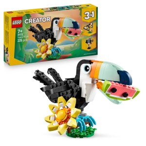 Set LEGO Creator 3-in-1 Animale Salbatice Tukan Tropical cu Floare - 225 piese