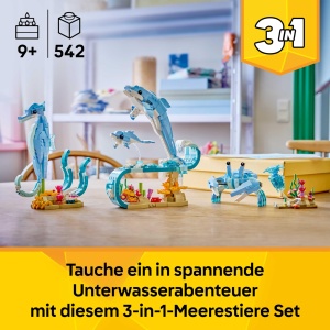 Set LEGO Creator 3-in-1 Meerestiere 31385 - Delfini, Seepferdchen, Krabbe - 542 piese - Img 2