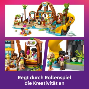 Set LEGO Friends - Vacanta in Resortul de Plaja - 6 Mini-Puppi, Delfin, Schildkroete, 1140 Piese - Img 4