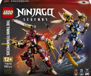 Set LEGO Ninjago Die Zwillings-Titanmechs 71870, 1707 piese, 2 figurine, 26 cm