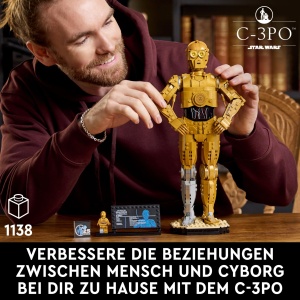 Set LEGO Star Wars 75398 C-3PO Model pentru adulti, 1138 piese, cu suport si minifigura - Img 2