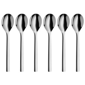 Set lingurite de ceaicafea WMF Nuova 6 bucati 135 cm otel inoxidabil Cromargan lustruit lucios poate fi spalat in masina de spalat vase
