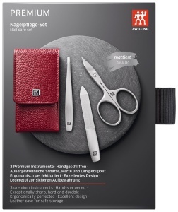 Set Manichiura ZWILLING TWINOX, 3 piese, Etui din piele rosie, Instrumente din otel inoxidabil - Img 6