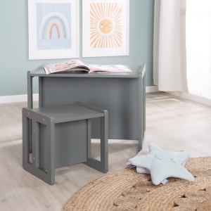 Set mobilier copii Roba 3in1 multifunctional lemn MDF culoare antracit - Img 5