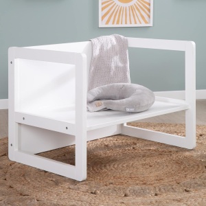 Set mobilier copii roba - banca si hocker 3 in 1, alb, din MDF - Img 6