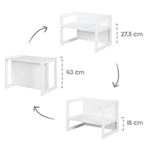 Set mobilier copii roba - banca si hocker 3 in 1, alb, din MDF - Img 16