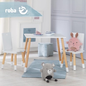 Set mobilier pentru copii roba - 2 scaune si masa - AlbNatur - Img 4