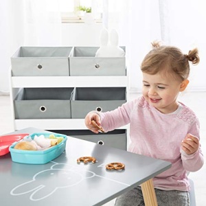 Set mobilier pentru copii Roba Miffy 2 scaune 1 masa MDF gri si alb - Img 9