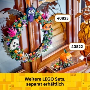 Set Modelaj LEGO Halloweenkranz 40825 - Decoratiune cu Fledermaus si Fantoma, 617 Piese - Img 7