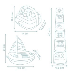 Set Motoric pentru Copii Smoby 3 Piese - Pyramida Colorata, Jucarie Bateau, Joc Forme - Img 5