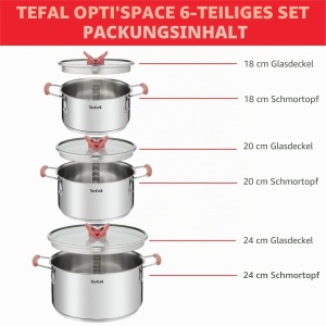 Set Oale Tefal OptiSpace 3 piese, inox, inductie, 182024 cm - Img 6