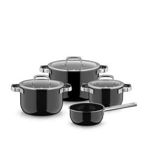 Set oale WMF Fusiontec Mineral Pro 4 piese suprafata rezistenta la zgarieturi potrivit pentru inductie Negru