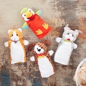 Set papusi de mana Melissa Doug, 4 piese, animale, material moale, lavabil - Img 4