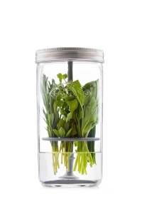 Set recipient pentru plante aromatice Kilner, 1 l, cu capac din inox si suport din silicon
