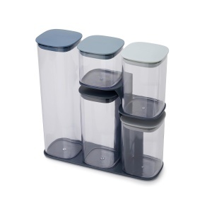 Set recipiente depozitare Joseph Joseph Podium 5 piese cu suport albastru - Img 5