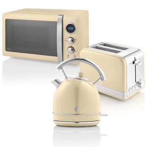 Set Retro de Microunde si Electrocasnice Swan - 1.8L, 800W, Crem