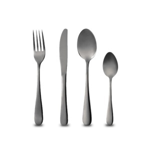 Set tacamuri BERGNER MUNICH 24 piese din otel inoxidabil, negru lucios