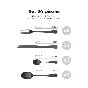 Set Tacamuri Bergner Munich, 24 Piese, Otel Inoxidabil, Negru Mat - Img 2