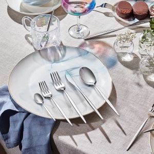 Set Tacamuri Karaca Lizbon, 60 piese pentru 12 persoane, inox 1810, spalabil in masina de spalat - Img 2