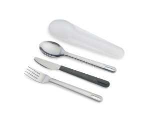 Set tacamuri reutilizabile Joseph Joseph GoEat inox gri cu etui igienic