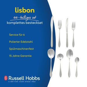 Set tacamuri Russell Hobbs Lisbon RH02851EU7 44 piese inox pentru 8 persoane spalare automata - Img 2
