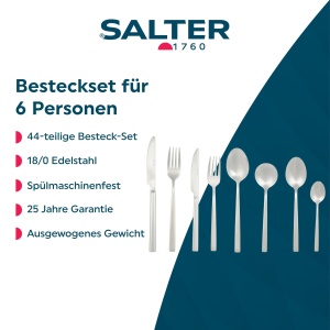 Set tacamuri Salter Winslow BW12427EU7 44 piese otel inoxidabil service pentru 6 persoane garantie 25 ani - Img 2