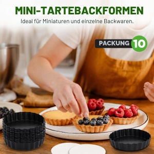 Set Tarteform Nutrichef 10 Mini Tartelette 10 cm, Carbonstahl, Antihaft - Img 2