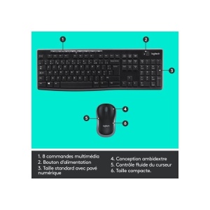 Set tastatura si mouse Logitech MK270, wireless, 2.4 GHz, nano-receiver - Img 6