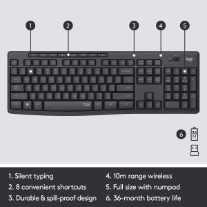 Set Tastatura si Mouse Logitech MK295, Wireless, SilentTouch, QWERTY, Negru - Img 4