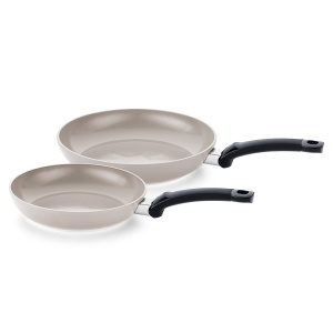 Set tigai clasice Fissler Ceratal / 2 bucati, tigaie din aluminiu, tigaie ceramica acoperita cu ceramica (24+28 cm) antiaderenta - inductie, gri