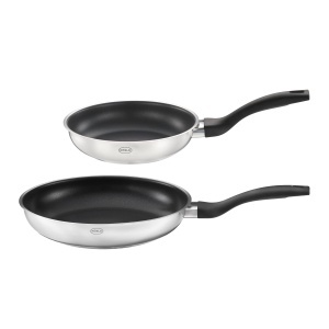 Set tigai ROSLE Basic Line O 20 cm 24 cm otel inoxidabil antiaderente argintiunegru