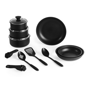Set tigai si oale Salter Clip Cook 14 piese antiaderente compatibile inductie manere detasabile