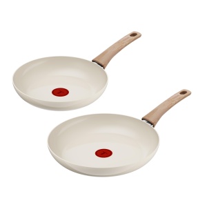 Set tigai Tefal Reflect On 2428 cm, antiaderente, aluminiu reciclat, crema