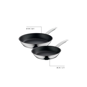 Set tigai WMF Permadur Advance 2 piese antiaderente inox Cromargan compatibile inductie - Img 6