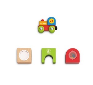 Set trenulet din lemn Hape Meine Sinne 14 piese cu Xilofon si Rasnita - Img 6