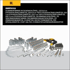 Set unelte mecanice DEWALT DWMT81534, 205 piese, cu trusa de transport - Img 3