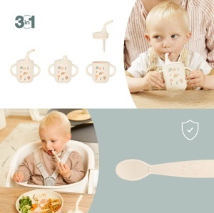 Set vase pentru bebelusi Babymoov Little Roar 3 piese BPA-free 9 luni silicon rezistent - Img 4