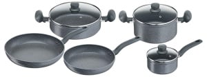 Set vase si tigai Lagostina Antea 8 piese aluminiu gri rezistent la zgarieturi
