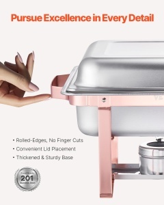 Set VEVOR Chafing Dish HZ-433 75L Rosegold Inox Durabil - Img 3