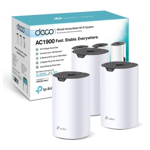 Set WiFi Mesh TP-Link Deco S1900, 1900 Mbps, 3 porturi Gigabit, pentru case cu 3-5 dormitoare