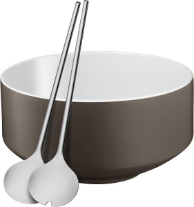 Set WMF Moto Salatschussel 3 piese Portelan si Cromargan Gri 26 cm - Img 2