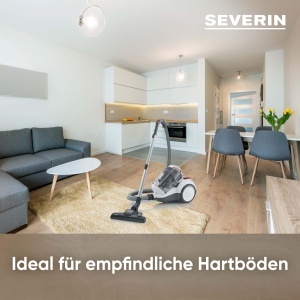 SEVERIN Aspirator ciclon fara sac, aspirator de podea pentru putere de aspirare constanta, aspirator fara sac, 800 W, raza de functionare 9 m, 79 dB, volum 2,1 L, alb-rosu-antracit, CY 7088 - Img 3