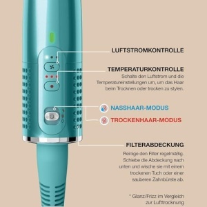 Shark Glossi HT302EUTL Styler 2-in-1 Turcoaz Volum si Finisaj Lucios - Img 10