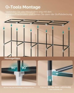 Sifonier portabil SONGMICS URYG094B02, 4 bare de haine, 4 rafturi, capacitate mare, negru - Img 5