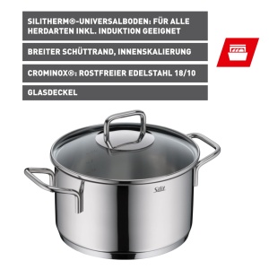 Silit Extra Cook Oala 20 cm Crominox Inox Capac Sticla Inductie - Img 2