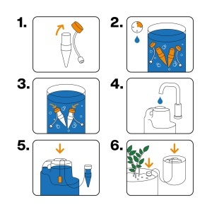 Sistem de autoirigare Fiskars Urban Plant Care, 4,4L, 4 conuri ceramice, verdenegru - Img 3