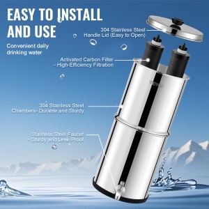 Sistem de filtrare a apei VEVOR cu 7 L, inox, 99 clor eliminat, 2 filtre - Img 6